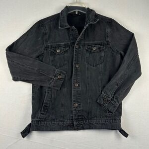 Peanuts Worldwide LLC Mens XS Black Denim Trucker Jacket 7PEA70830 Faded Wash